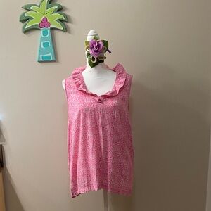 Crown & Ivy Pink Sleeveless Ruffled Blouse